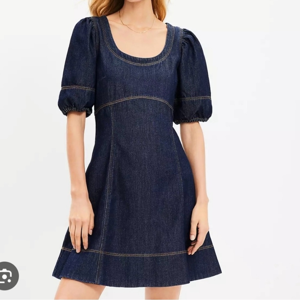 LOFT Women’s Denim Puff Sleeve Dress Size 2